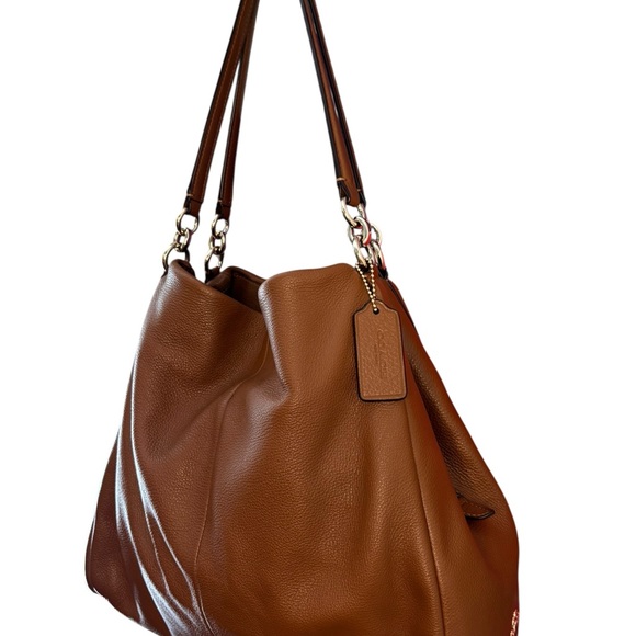 Coach Lexy Shoulder Bag Pebbled Leather Saddle Gold Chain - Picture 3 of 8